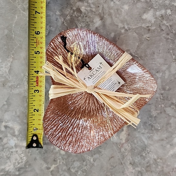 NEW Akcam Turkish glass, pink sparkle heart-shaped dishes. 3 piece set - Picture 5 of 6